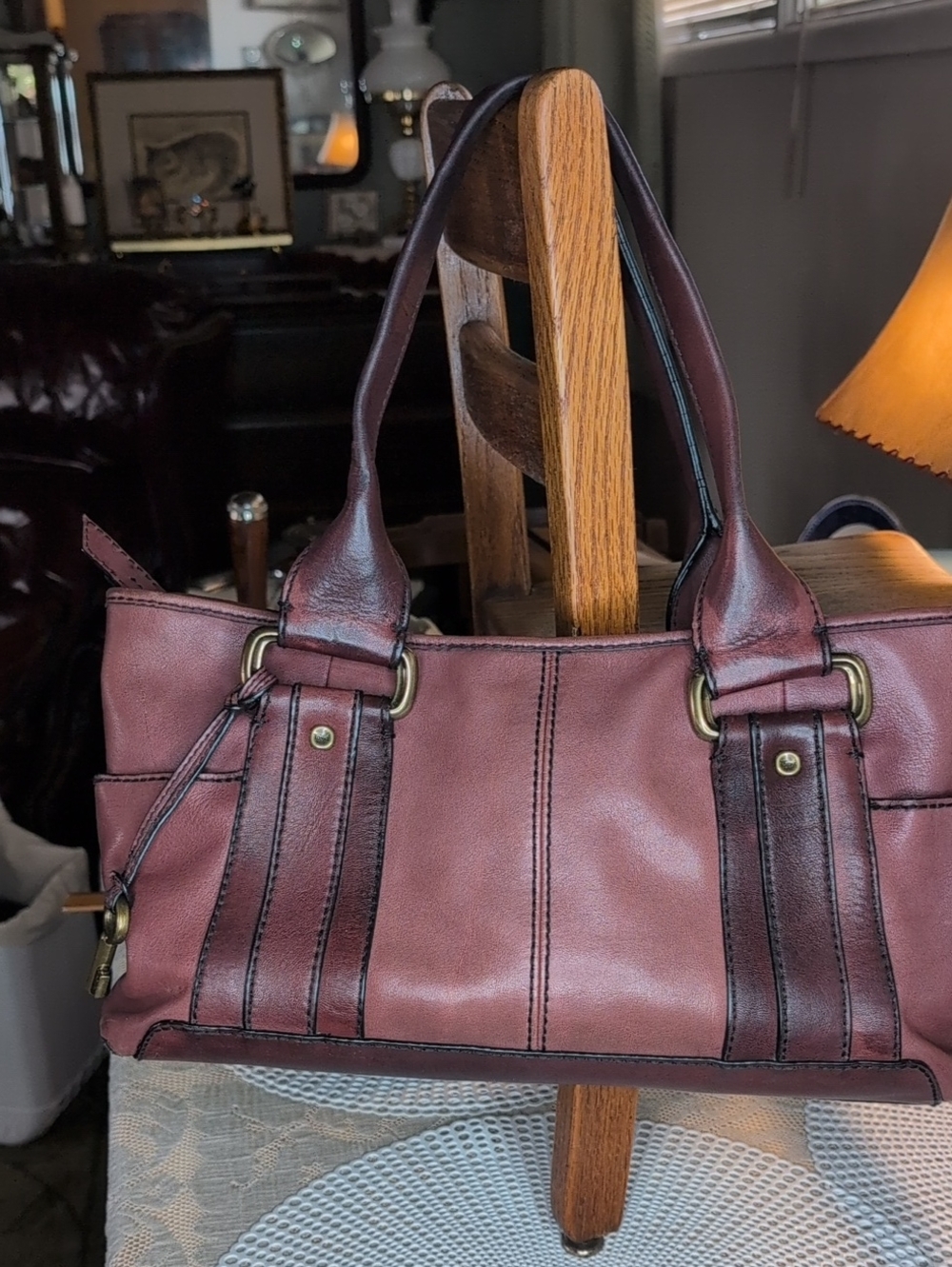 Women’s Leather Shoulder Bag - Burgundy by Fossil